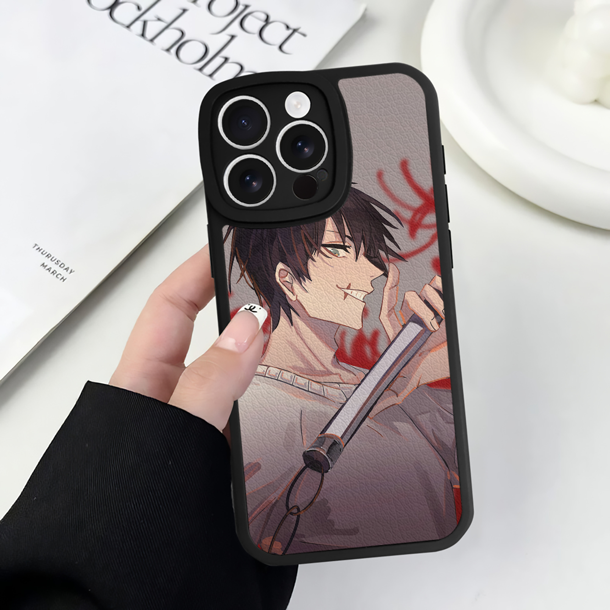 （画像用） 呪術廻戦 Jujutsu Kaisen 【iPhone 16シリーズ対応】シリコンスマホケース（レザー調） 材質：シリコン